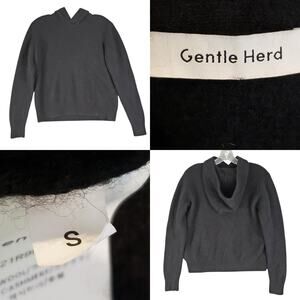 Gentle Herd Wool Cashmere Hoodie Sweater Size Small Black Pullover Ribbed